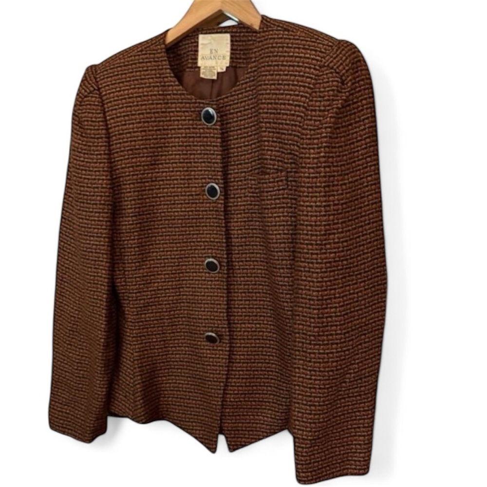 En Avance Burton Blazer Jacket Vintage Brown Black 80s 90s